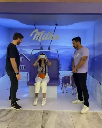 Teleférico em realidade virtual da Milka