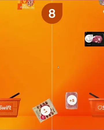 Duelo interativo da Swift com produtos na cesta