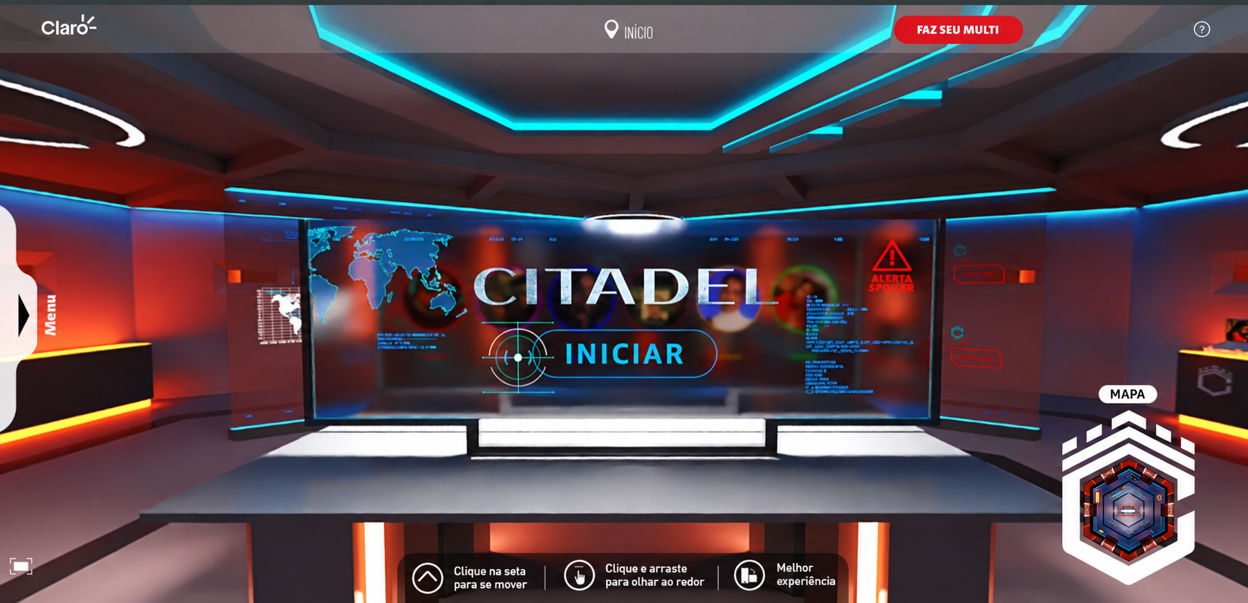 Screenshot of the immersive Claro and Citadel experience with mission access