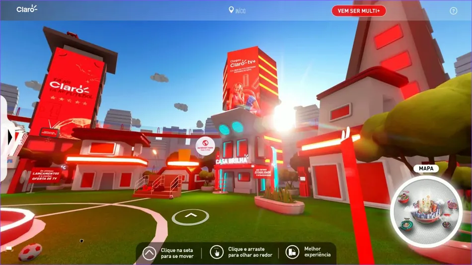 Cidade 3D da Claro com espaços de produtos e serviços