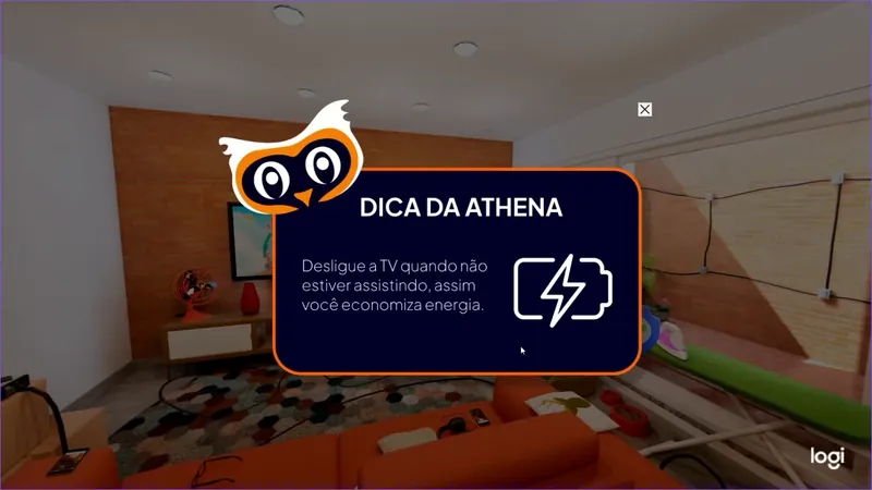 Dica educativa sobre desligar a televisão na experiência Enel
