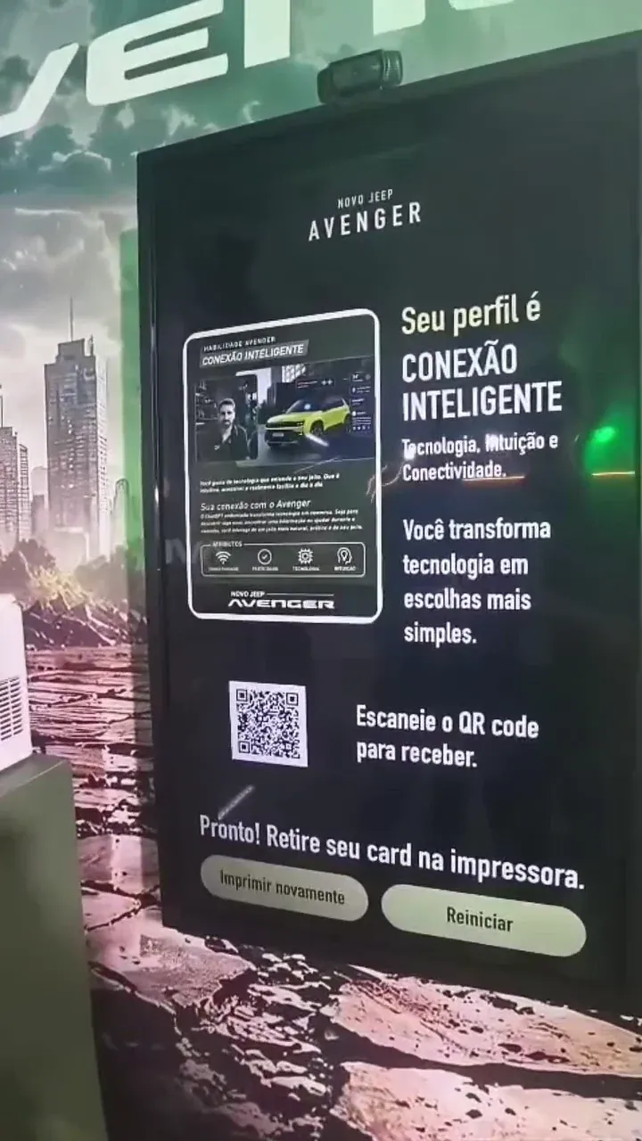 Personalized card and profile displayed on the kiosk screen
