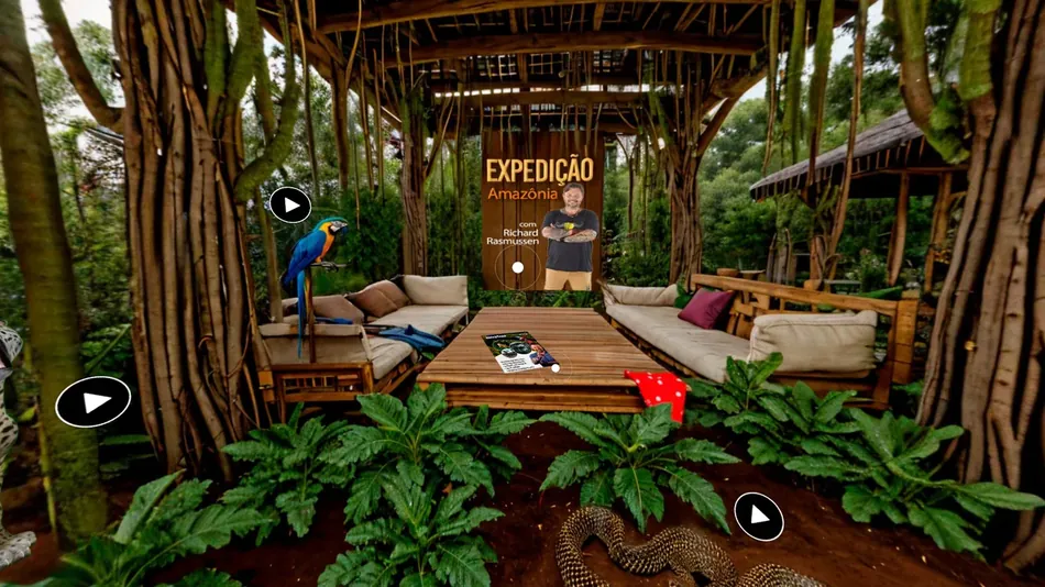 Virtual jungle with the Amazon Expedition banner featuring Richard Rasmussen