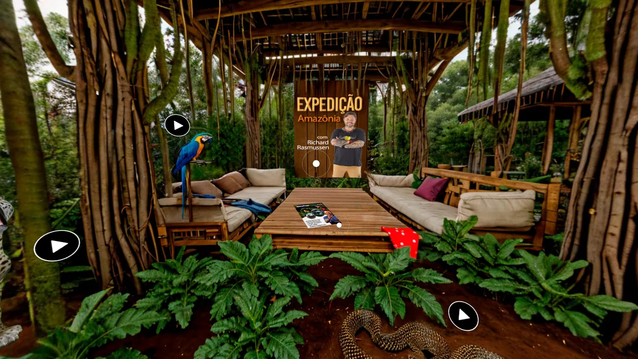 Virtual jungle with the Amazon Expedition banner featuring Richard Rasmussen